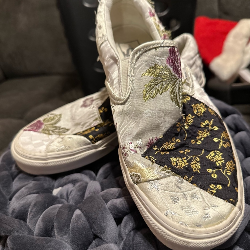 Floral Patchwork Slip-On Vans Sneakers